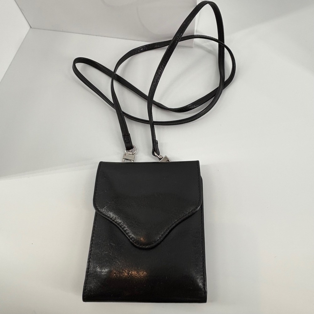 VTG  HOBO International Woman's Wallet Crossbody BLACK Leather Removable Strap‎